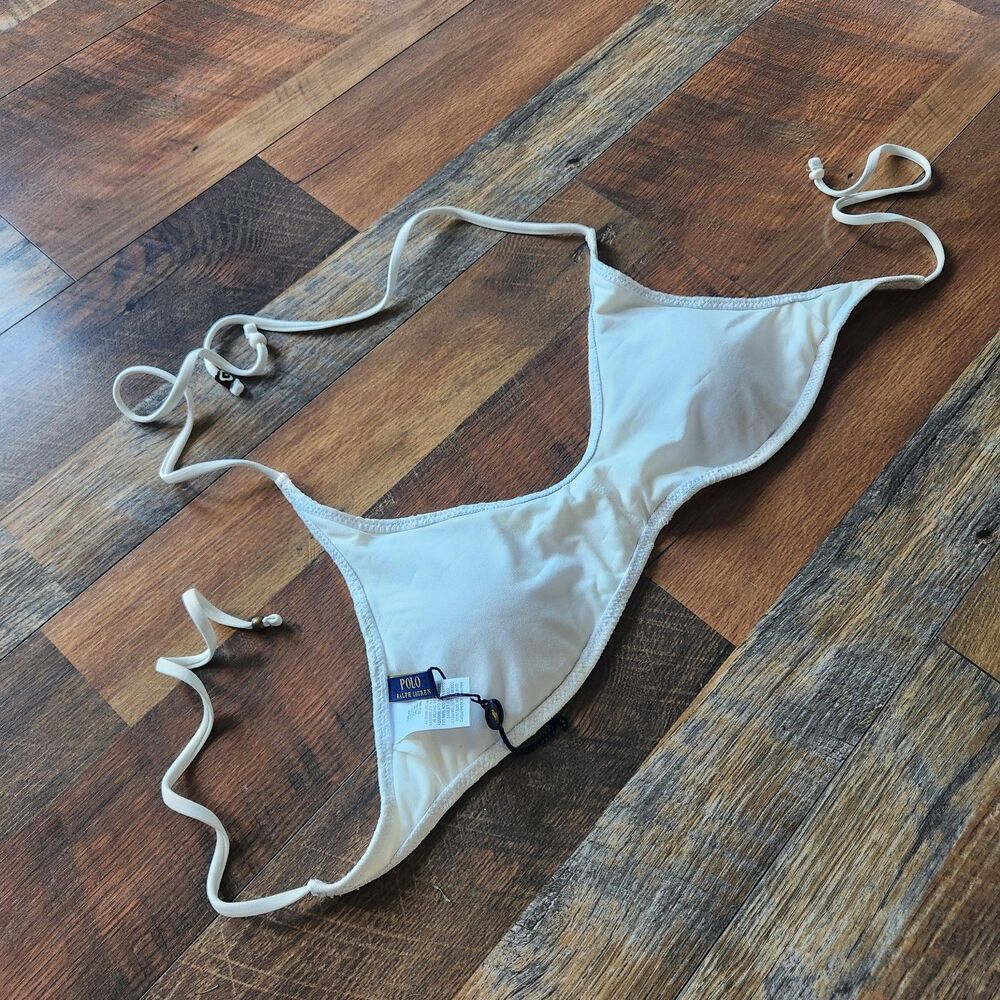 Ralph Lauren Polo Sahara Crochet Scoop Halter Bikini Swim Top Cream Boho Beach M - Picture 6 of 6